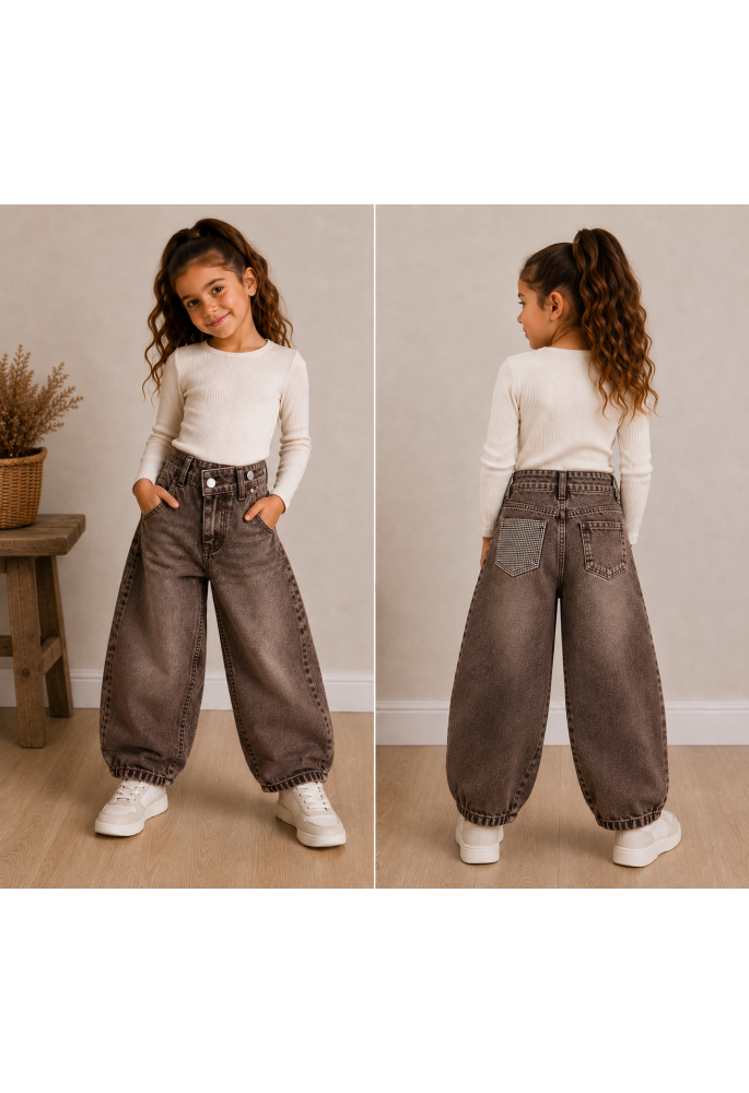 OEM Παντελόνι Τζιν Barrel με Double Waist 5035 Washed Brown OEM Παντελόνι Τζιν Barrel με Double Waist 5035 Washed Brown