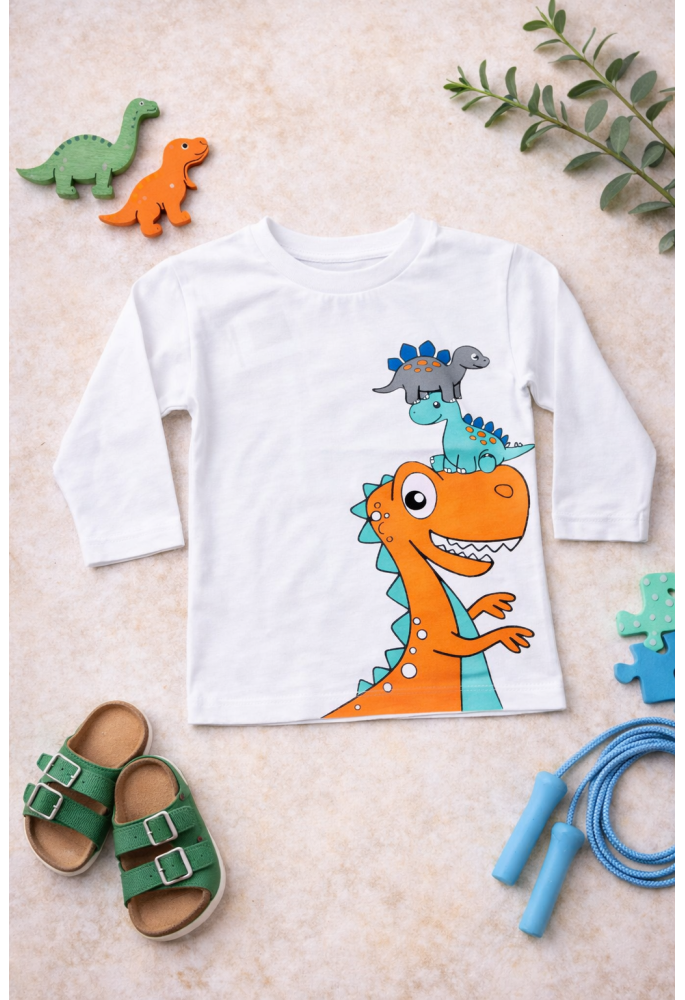 TRAX Μπλούζα με Μακρύ Μανίκι "Dinosaurs" 49403 Λευκό TRAX Μπλούζα με Μακρύ Μανίκι "Dinosaurs" 49403 Λευκό