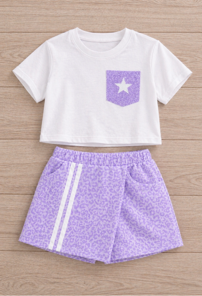 OEM Σετ Μπλούζα και Skort Animal Print "Star" 26283 Μωβ OEM Σετ Μπλούζα και Skort Animal Print "Star" 26283 Μωβ