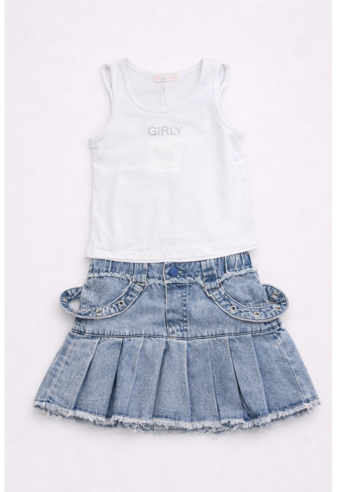 OEM Σετ Μπλούζα και Skort "Girly" 5977 Λευκό