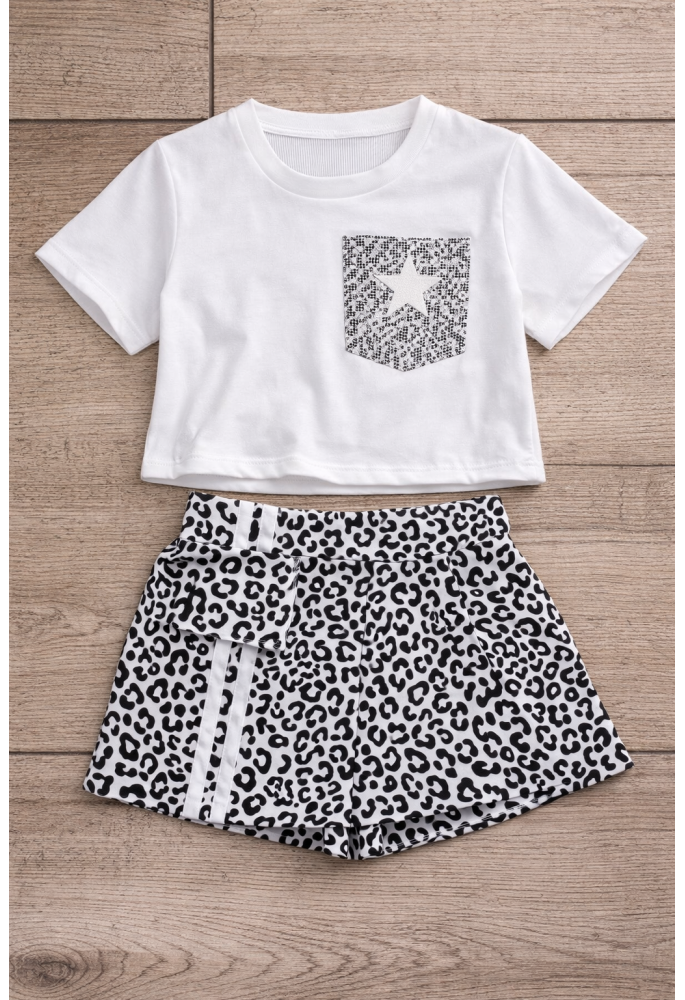OEM Σετ Μπλούζα και Skort Animal Print "Star" 26283 Λευκό