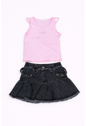 OEM Σετ Μπλούζα και Skort "Girly" 5977 Ροζ