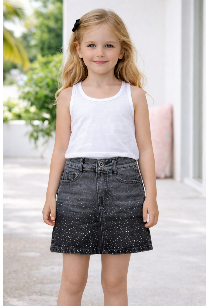 OEM Τζιν Skort με Στρας 5349 Γκρι OEM Τζιν Skort με Στρας 5349 Γκρι