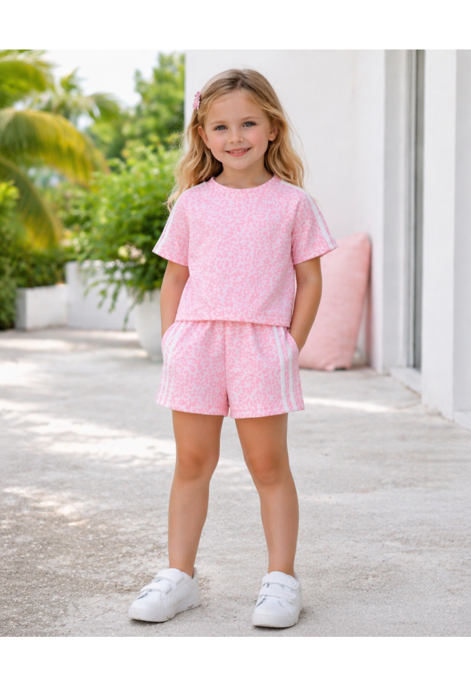 OEM Σετ Μπλούζα και Σορτς Λέοπαρ 26269 Ροζ OEM Σετ Μπλούζα και Σορτς Λέοπαρ 26269 Ροζ