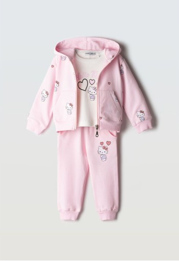 Hello Kitty Σετ 3 Τεμάχια Ζακέτα Φούτερ και Παντελόνι Φόρμας , Μπλιυζακι Εποχιακό 7537 Ροζ