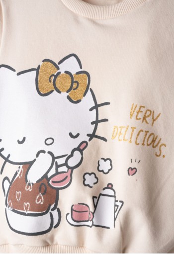 Hello Kitty Σετ Φόρμα Φούτερ Very Delicious HK-7285 Μπεζ Hello Kitty Σετ Φόρμα Φούτερ Very Delicious HK-7285 Μπεζ