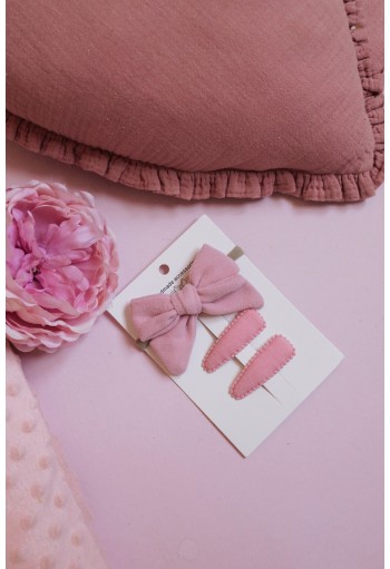 OEM Velvet Bow With 2 Hair Clips 74-45548 Ροζ