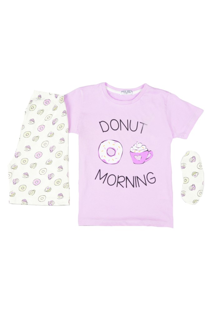 EBITA Πιτζάμα με Μάσκα Ύπνου "Donut" H-137 Λιλά