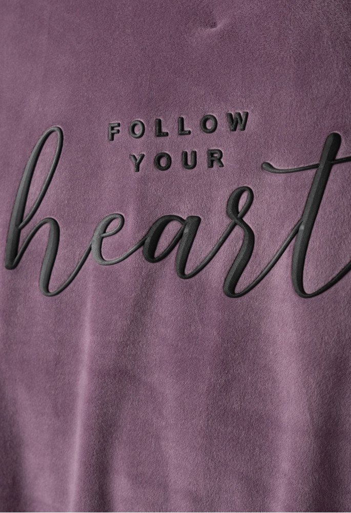 Εβίτα Σετ Μπλούζα και Παντελόνι Βελουτέ Follow your heart 243042 Μωβ