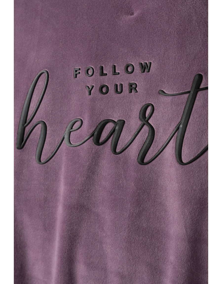 Εβίτα Σετ Μπλούζα και Παντελόνι Βελουτέ Follow your heart 243042 Μωβ