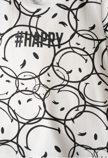 EBITA Σετ Μπλούζα με Κοντό Μανίκι και Κολάν "Happy" 254058 Λευκό