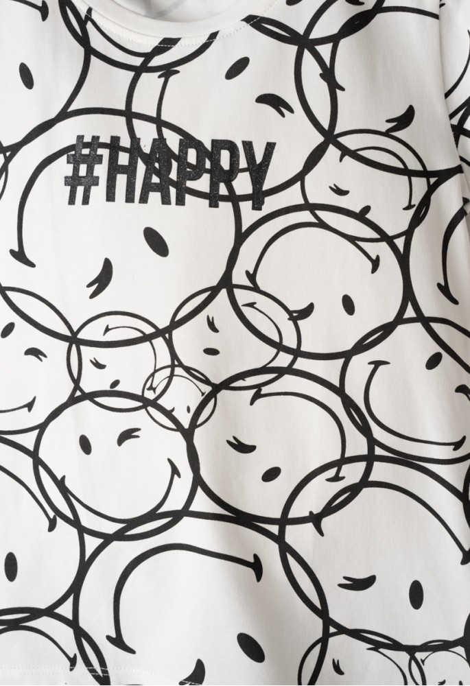 EBITA Σετ Μπλούζα με Κοντό Μανίκι και Κολάν "Happy" 254058 Λευκό EBITA Σετ Μπλούζα με Κοντό Μανίκι και Κολάν "Happy" 254058 Λευκό