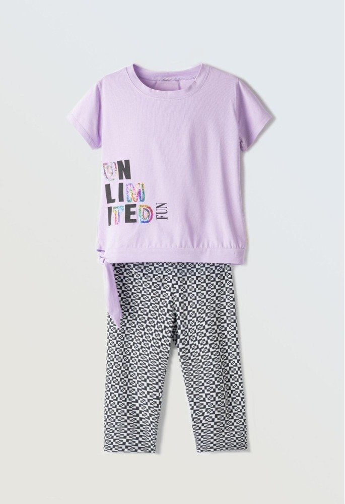 Εβίτα Σετ Μπλούζα και Κολάν Κάπρι Fun 254059 Μωβ