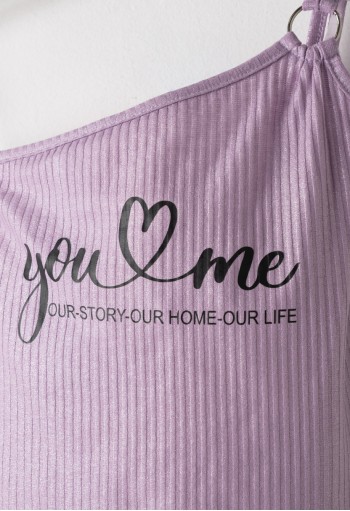 EBITA Σετ Μπλούζα με Έναν Ώμο και Σορτς "You & Me" 266004 Μωβ