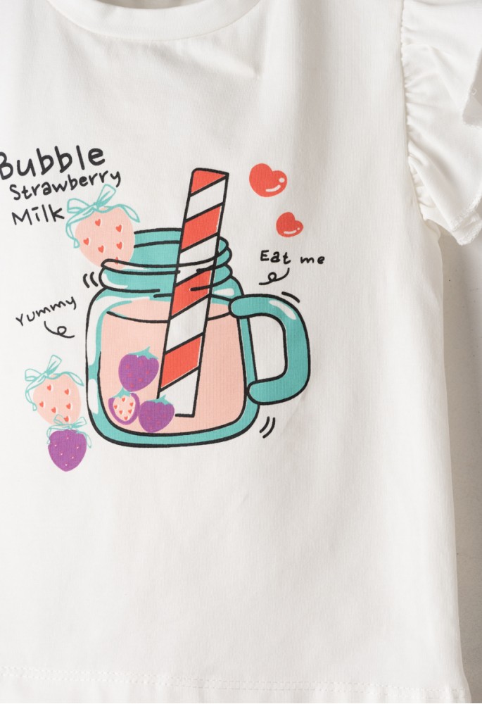 EBITA Σετ 3 Τμχ Μπλούζα-Κολάν-Κορδέλα "Bubble Strawberry Milk" 266259 Λευκό Ροζ EBITA Σετ 3 Τμχ Μπλούζα-Κολάν-Κορδέλα "Bubble Strawberry Milk" 266259 Λευκό Ροζ