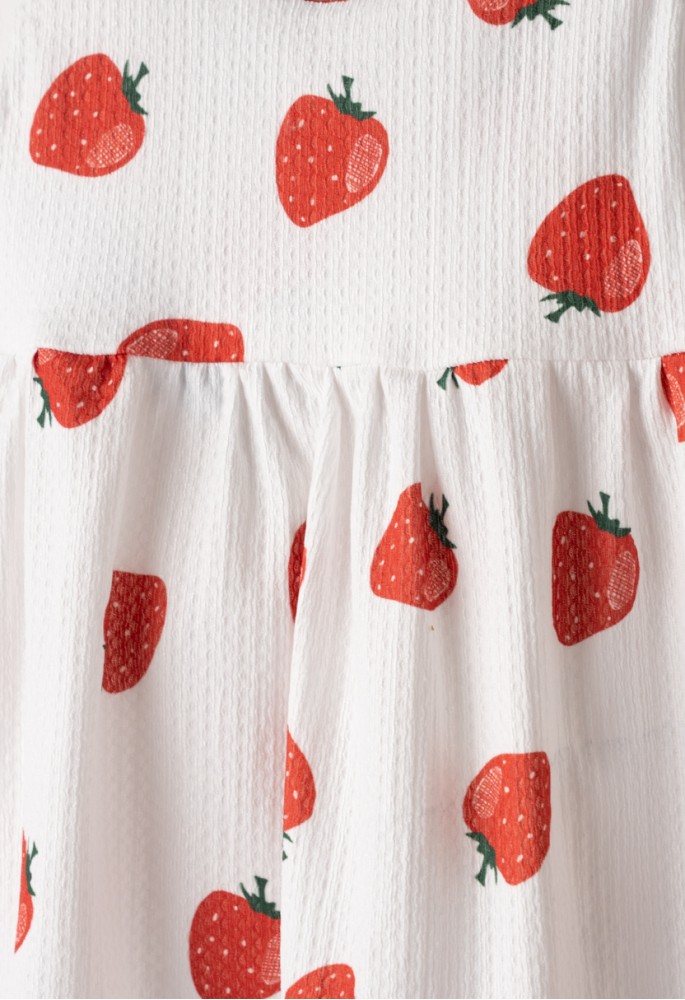 EBITA Φόρεμα με Φιόγκο Πίσω και Καπέλο "Strawberry" 266508 Λευκό Κόκκινο
