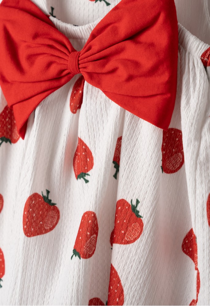 EBITA Φόρεμα με Φιόγκο Πίσω και Καπέλο "Strawberry" 266508 Λευκό Κόκκινο