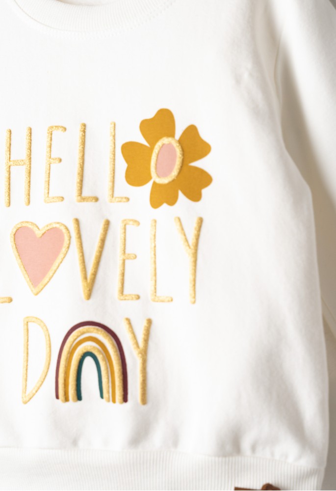 EBITA Σετ 3 Τεμαχίων Μπλούζα-Κολάν-Τσαντάκι "Hello Lovely Day" 267217 Λευκό EBITA Σετ 3 Τεμαχίων Μπλούζα-Κολάν-Τσαντάκι "Hello Lovely Day" 267217 Λευκό