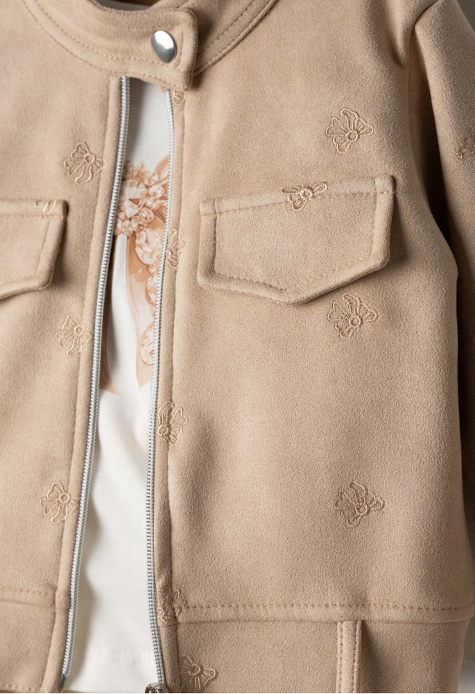 EBITA Σετ 3 Τεμαχίων Bomber Ζακέτα-Μπλούζα-Φούστα Balloon Suede 267290 Μπεζ EBITA Σετ 3 Τεμαχίων Bomber Ζακέτα-Μπλούζα-Φούστα Balloon Suede 267290 Μπεζ
