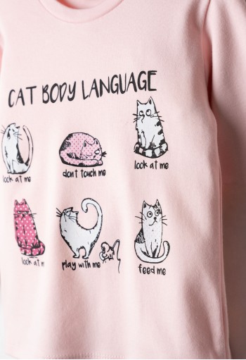 EBITA Πιτζάμα με Μάσκα Ύπνου "Cat Body Language" H-731 Ροζ EBITA Πιτζάμα με Μάσκα Ύπνου "Cat Body Language" H-731 Ροζ