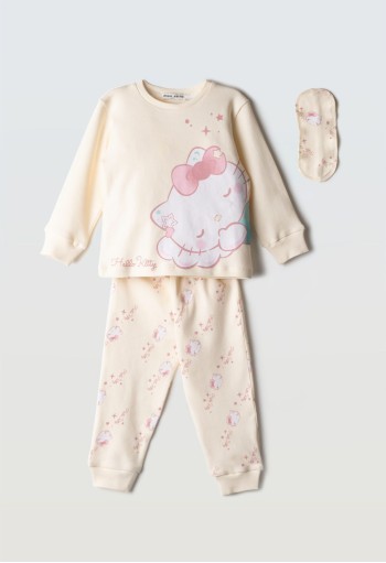 EBITA Πιτζάμα με Μάσκα Ύπνου "Hello Kitty" HK-740 Εκρού