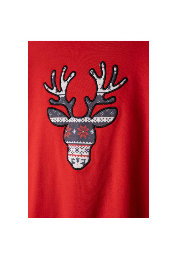 HASHTAG Σετ Πιτζάμες X-mas με Δώρο Μάσκα Ύπνου H-618 Κόκκινο 