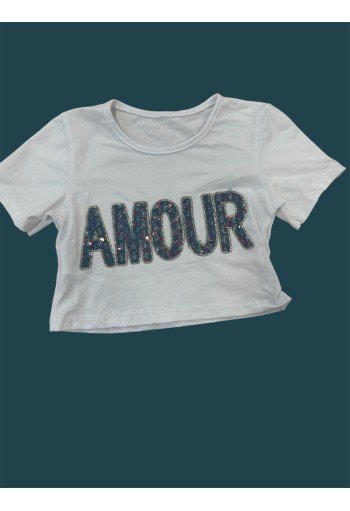 OEM Μπλούζα Κοντό Μανίκι με Στρας AMOUR 25131 Λευκό OEM Μπλούζα Κοντό Μανίκι με Στρας AMOUR 25131 Λευκό