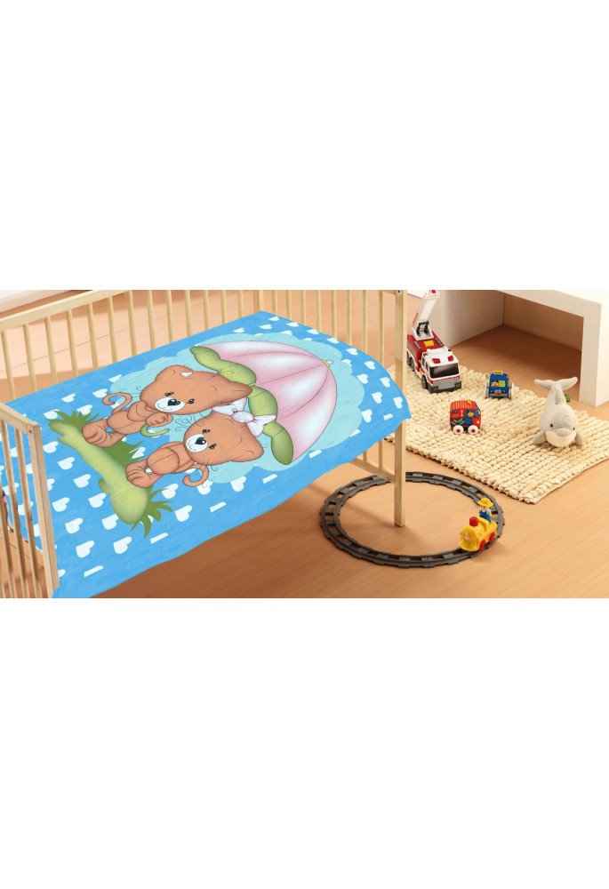 ΚΟΥΒΕΡΤΑ bebe Rainy Bears 05 110X140 Sky blue Βελουτέ polyester