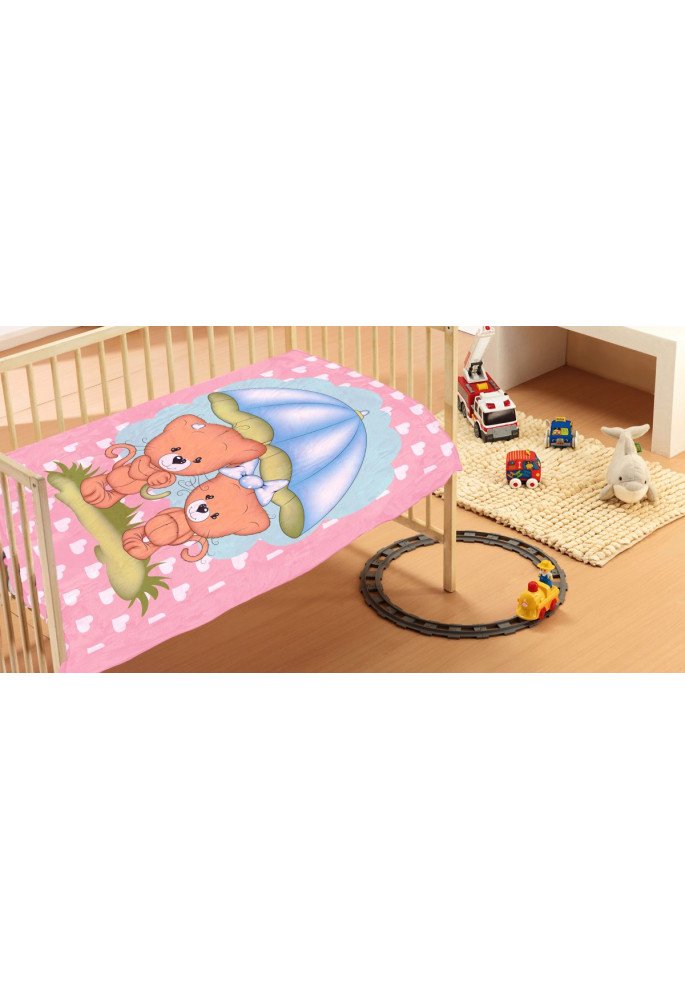 ΚΟΥΒΕΡΤΑ bebe Rainy Bears 06 110Χ140 Pink Βελουτέ polyester