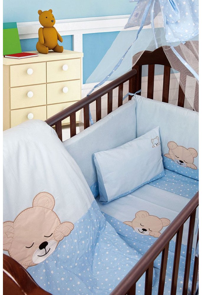 ΚΟΥΝΟΥΠΙΕΡΑ bebe SLEEPING BEARS CUB 13 160X490 ΣΙΕΛ Cotton 100%