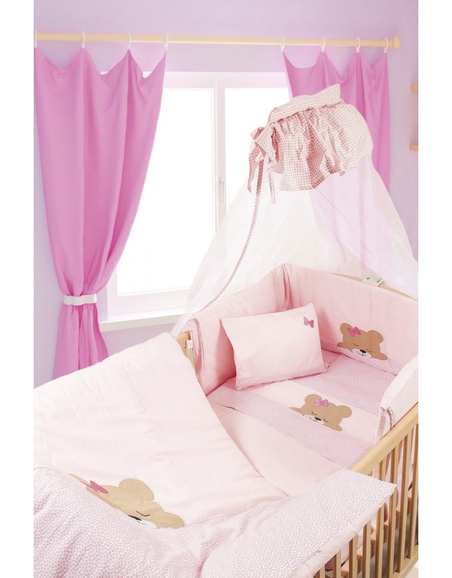 ΚΟΥΝΟΥΠΙΕΡΑ bebe SLEEPING BEARS CUB 14 160X490 ΡΟΖ Cotton 100%