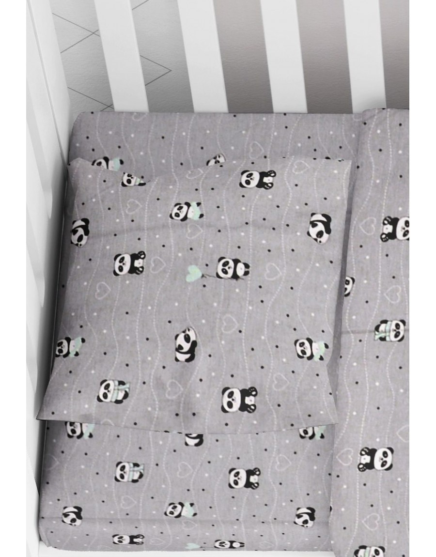 ΜΑΞΙΛΑΡΟΘΗΚΗ ΕΜΠΡΙΜΕ bebe PANDA 112 35X45 Grey-Green Cotton 100%