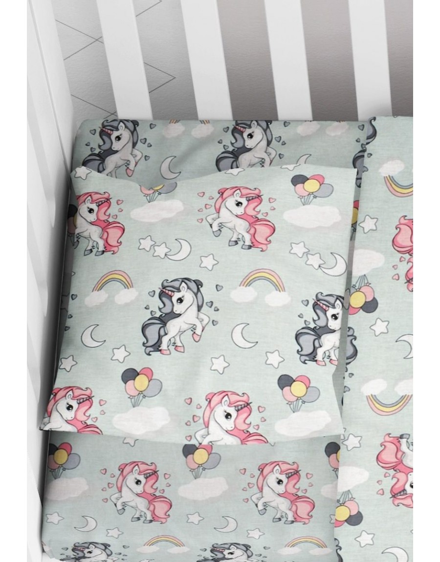 ΜΑΞΙΛΑΡΟΘΗΚΗ ΕΜΠΡΙΜΕ bebe UNICORN 106 35X45 Green Cotton 100%