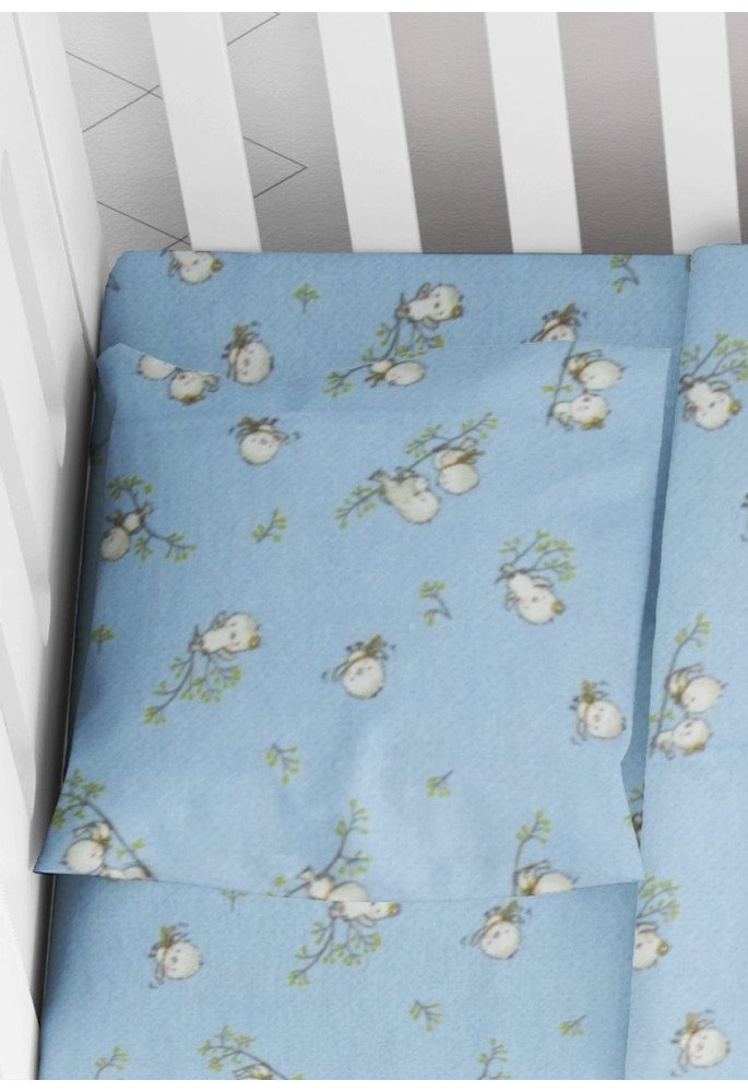 ΜΑΞΙΛΑΡΟΘΗΚΗ ΕΜΠΡΙΜΕ bebe Birds 14 35X45 Sky blue Flannel cotton 100%