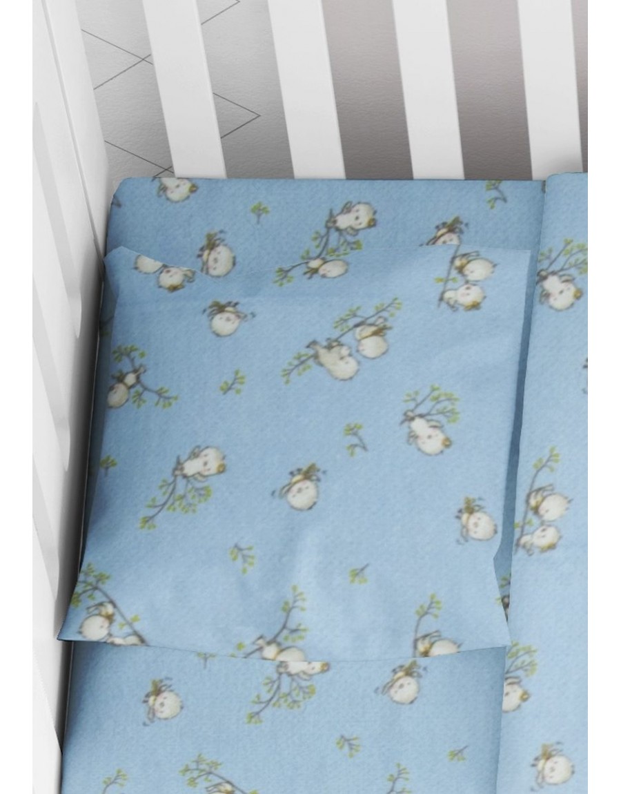 ΜΑΞΙΛΑΡΟΘΗΚΗ ΕΜΠΡΙΜΕ bebe Birds 14 35X45 Sky blue Flannel cotton 100%