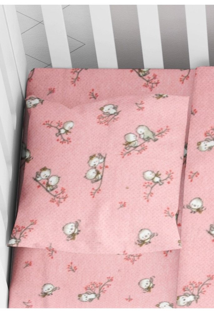 ΜΑΞΙΛΑΡΟΘΗΚΗ ΕΜΠΡΙΜΕ bebe Birds 15 35X45 Pink Flannel cotton 100%