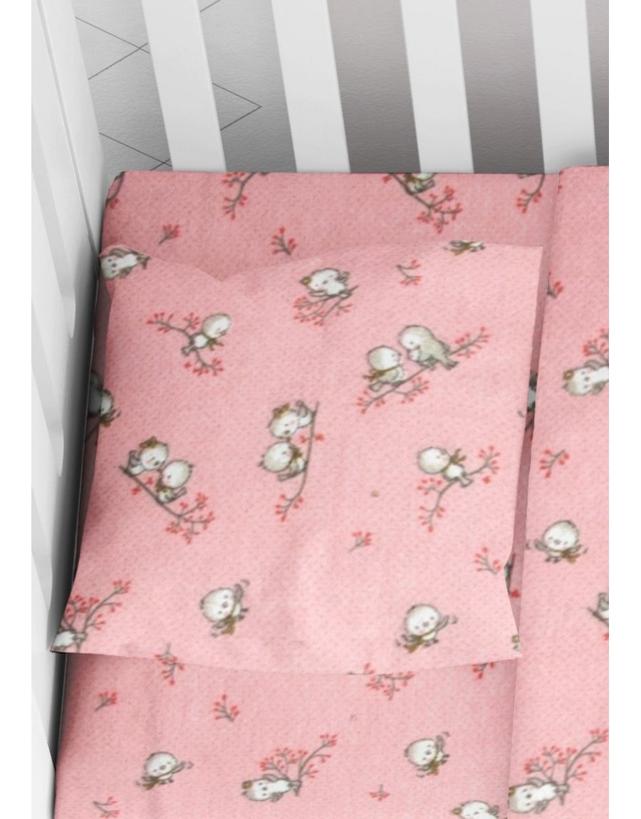 ΜΑΞΙΛΑΡΟΘΗΚΗ ΕΜΠΡΙΜΕ bebe Birds 15 35X45 Pink Flannel cotton 100%