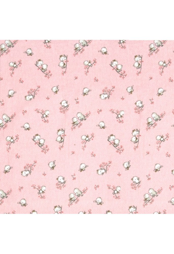 ΠΑΝΑ ΦΑΝΕΛΑ bebe Birds 15 80Χ80 Pink Flannel cotton 100%