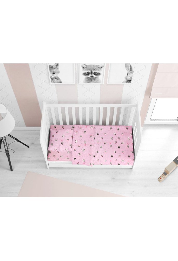 ΠΑΠΛΩΜΑ ΕΜΠΡΙΜΕ bebe PANDA 111 120X160 Pink Cotton 100%