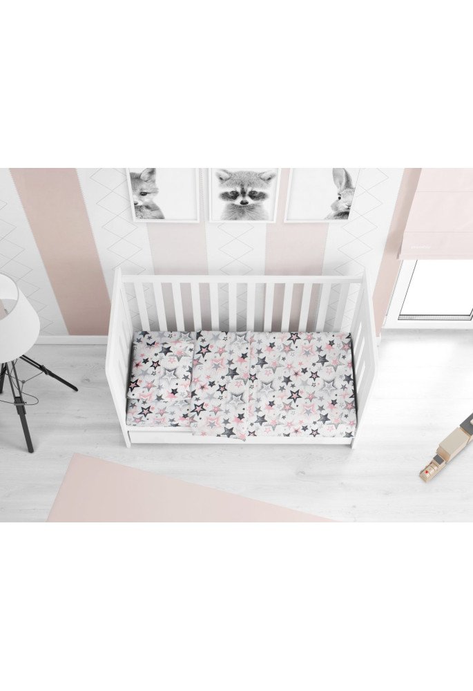 ΠΑΠΛΩΜΑ ΕΜΠΡΙΜΕ bebe Star 122 120X160 Grey-Pink Cotton 100%