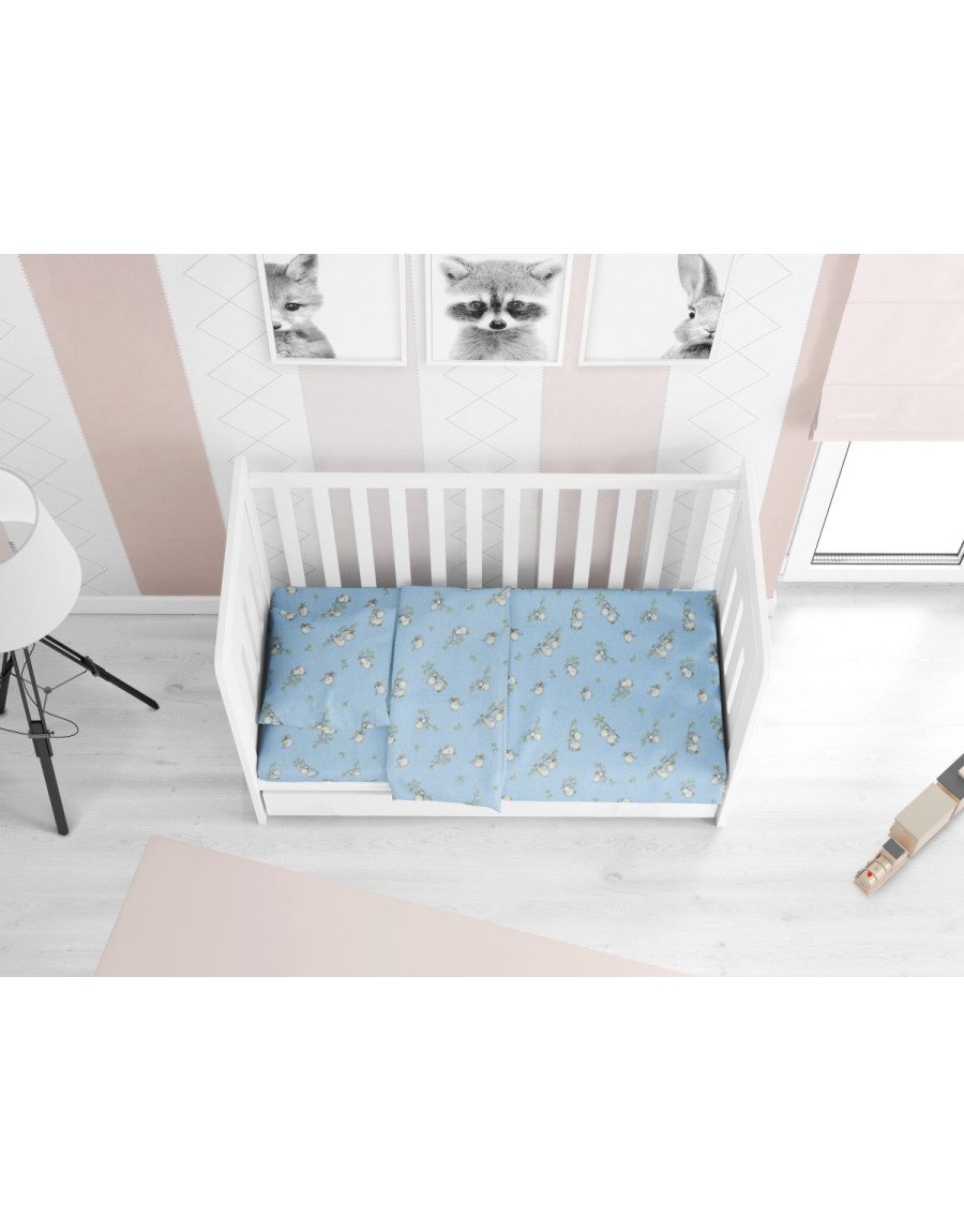 ΠΑΠΛΩΜΑ ΕΜΠΡΙΜΕ bebe Birds 14 120X160 Sky blue Flannel cotton 100%