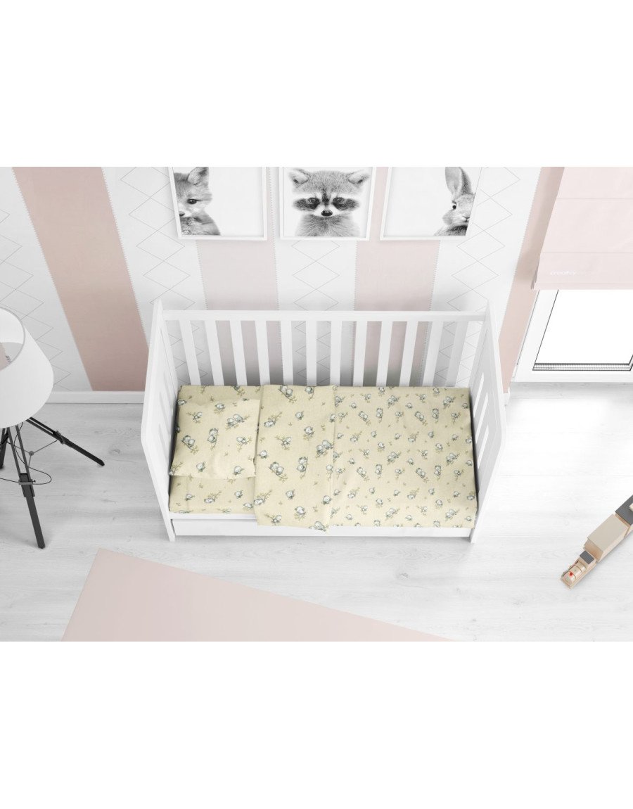 ΠΑΠΛΩΜΑ ΕΜΠΡΙΜΕ bebe Birds 16 120X160 Ecru Flannel cotton 100%