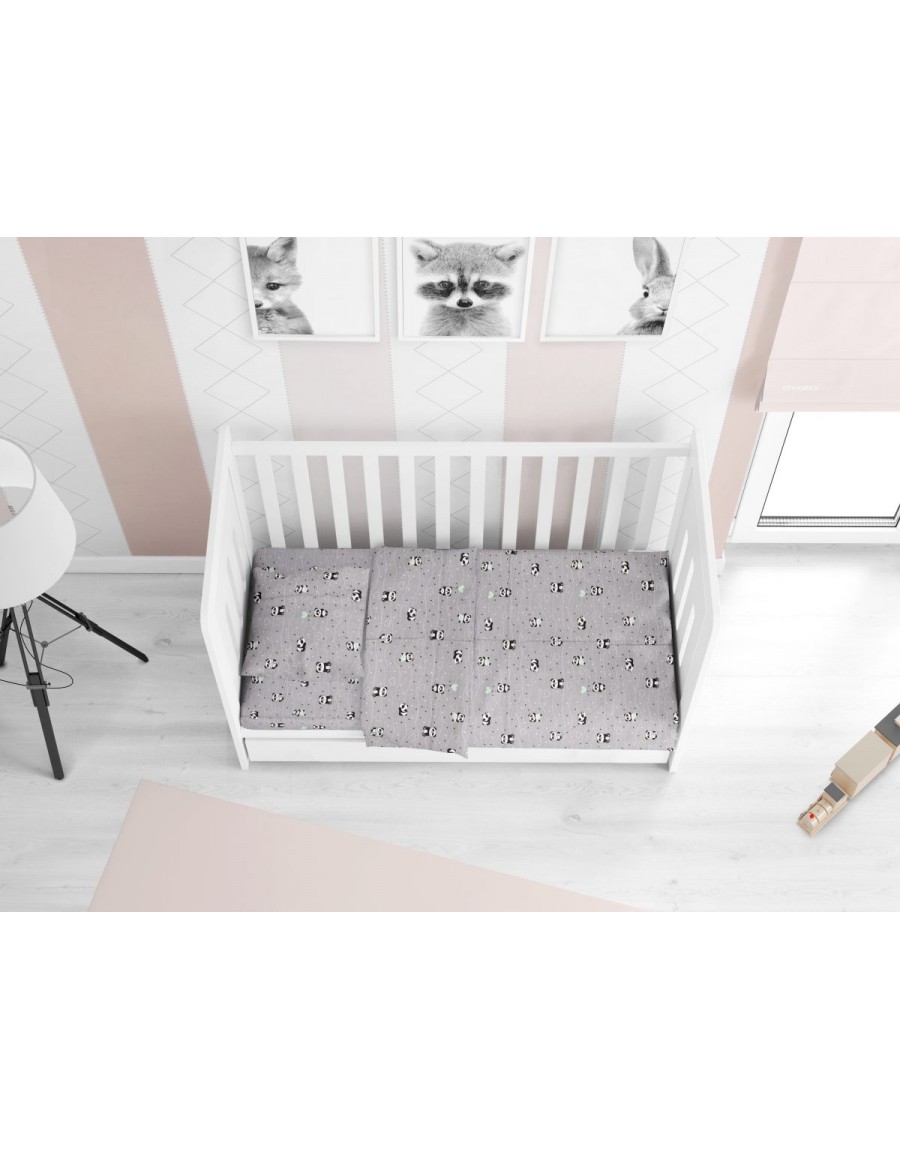 ΠΑΠΛΩΜΑΤΟΘΗΚΗ ΕΜΠΡΙΜΕ bebe PANDA 112 120X160 Grey-Green Cotton 100%