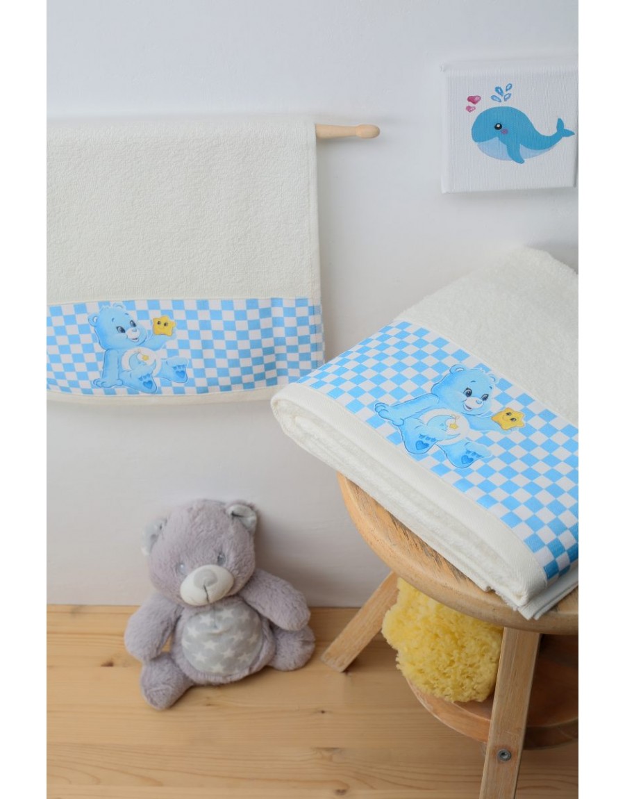 ΠΕΤΣΕΤΑ ΜΕ ΨΗΦΙΑΚΗ ΕΚΤΥΠΩΣΗ ΣΕΤ 2 τεμ bebe Baby Bear 82 30X50,70X140 ΕΚΡΟΥ Cotton 100%