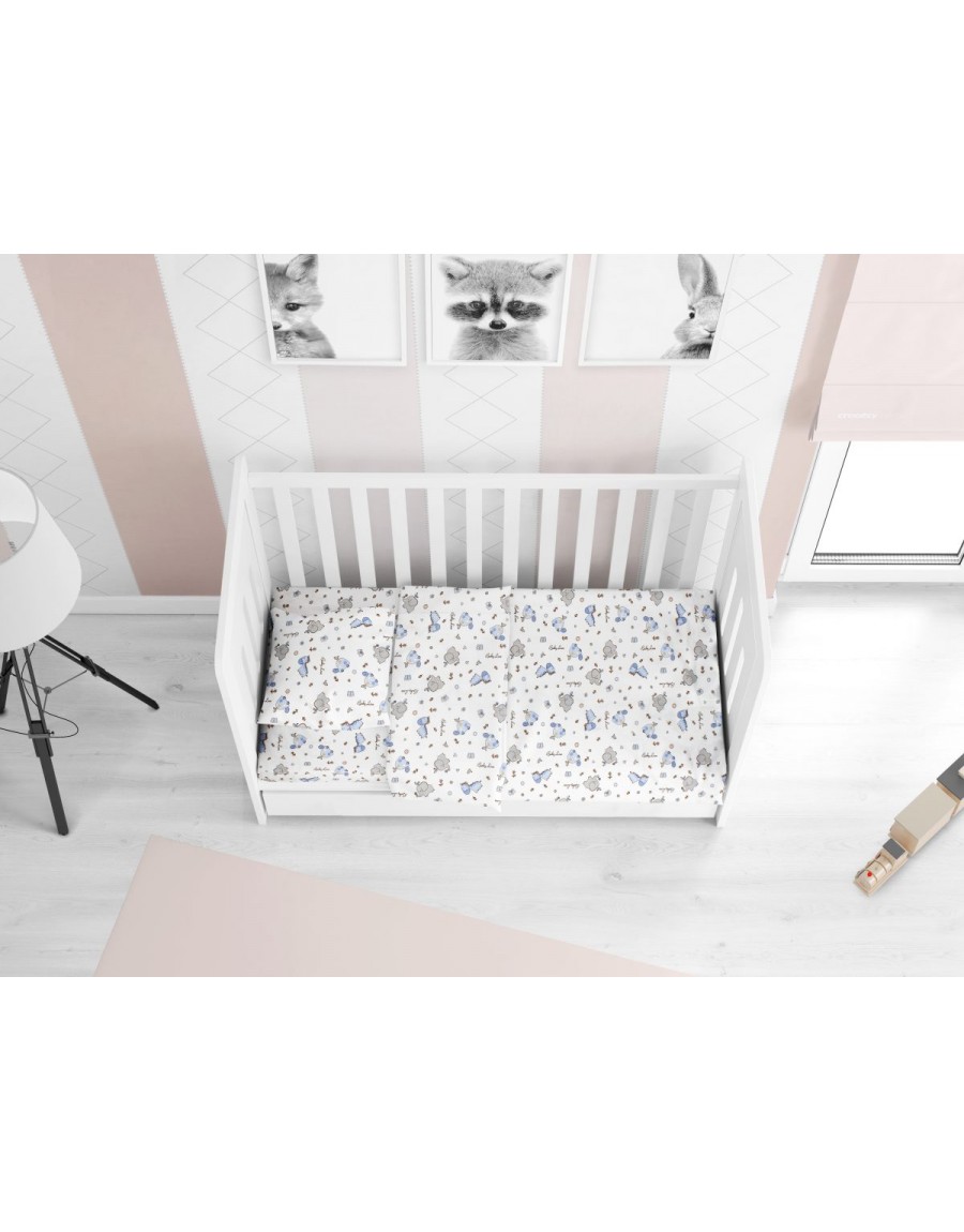 ΚΑΤΩΣΕΝΤΟΝΟ ΜΕ ΛΑΣΤΙΧΟ bebe Elephant 174 0,70X1,40X0,15 Blue Cotton 100%