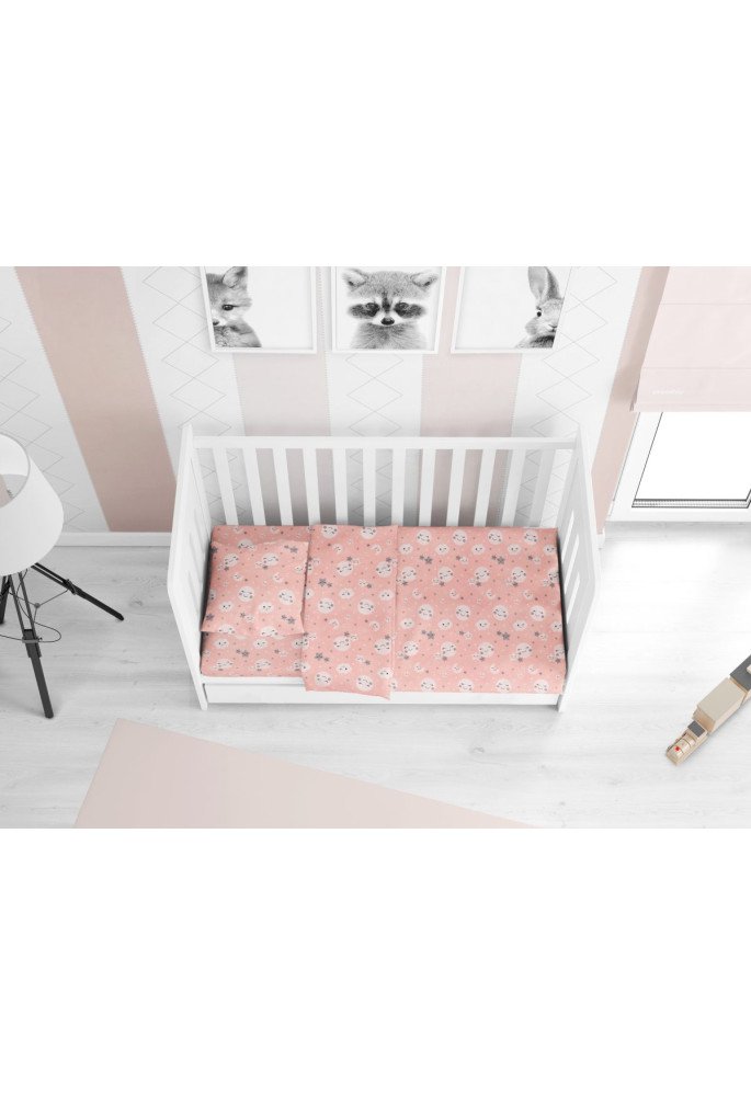 ΚΑΤΩΣΕΝΤΟΝΟ ΜΕ ΛΑΣΤΙΧΟ bebe Smile 82 0,70X1,40X0,15 Coral Cotton 100%