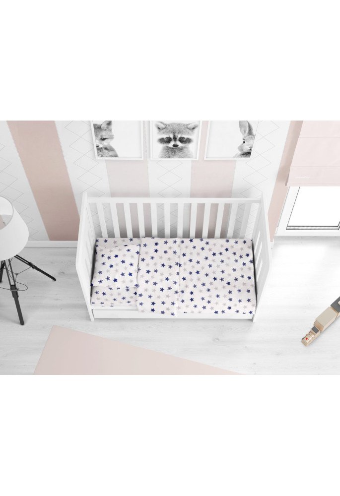 ΚΑΤΩΣΕΝΤΟΝΟ ΜΕ ΛΑΣΤΙΧΟ bebe Star 102 0,70X1,40X0,15 Blue Cotton 100%