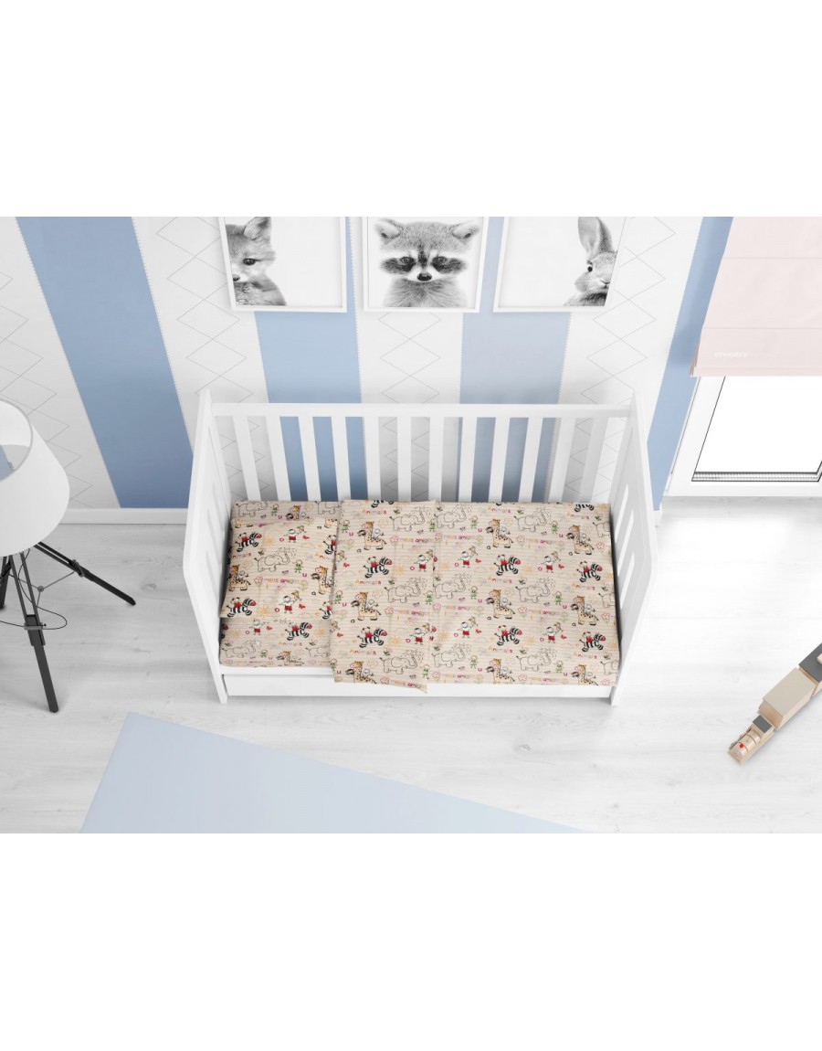 ΚΑΤΩΣΕΝΤΟΝΟ ΜΕ ΛΑΣΤΙΧΟ bebe Africa 145 0,70X1,40X0,15 Beige Flannel Cotton 100%