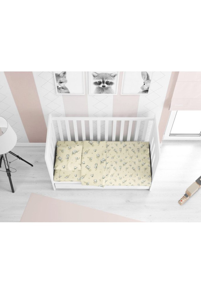 ΚΑΤΩΣΕΝΤΟΝΟ ΜΕ ΛΑΣΤΙΧΟ bebe Birds 16 0,70X1,40X0,15 Ecru Flannel cotton 100%