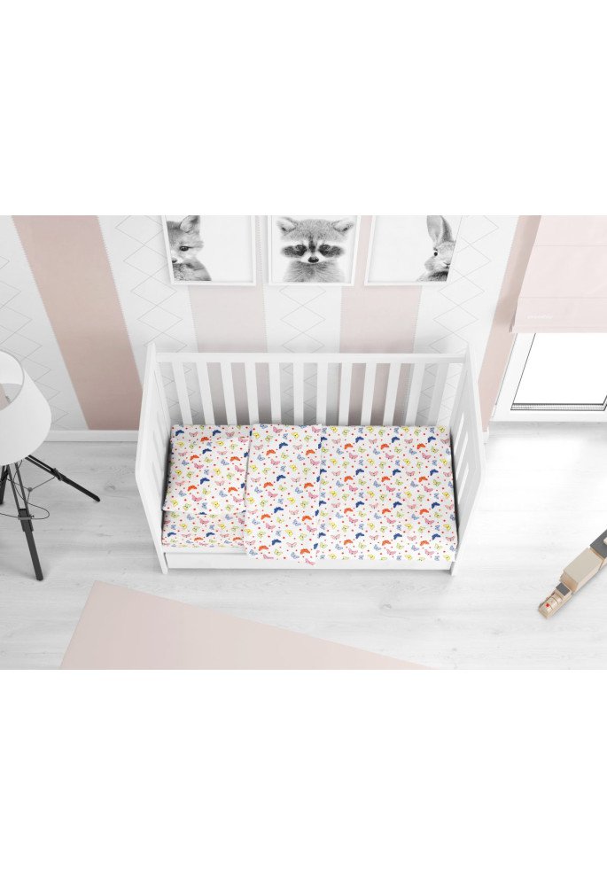 ΣΕΝΤΟΝΙΑ ΕΜΠΡΙΜΕ ΣΕΤ 3 τεμ bebe Butterfly 49 120X160 Rotary Print Cotton 100%